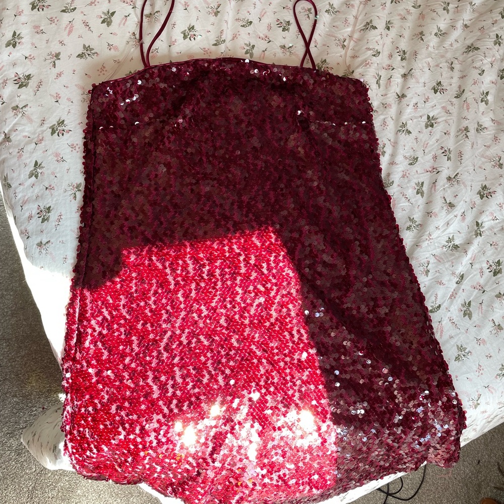 Red sequin sparkly mini dress